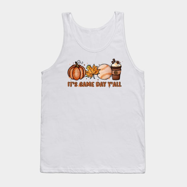 It's Game Day Y'all, Fall Baseball, Game Day For Women, Baseball Mom, Gamer Day, Halloween Baseball Season Tank Top by Hoahip